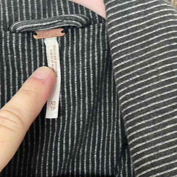 Free People Railroad Stripe Knit Gray Charcoal Moto Jacket Asymmetrical Sz XS - Picture 2 of 5